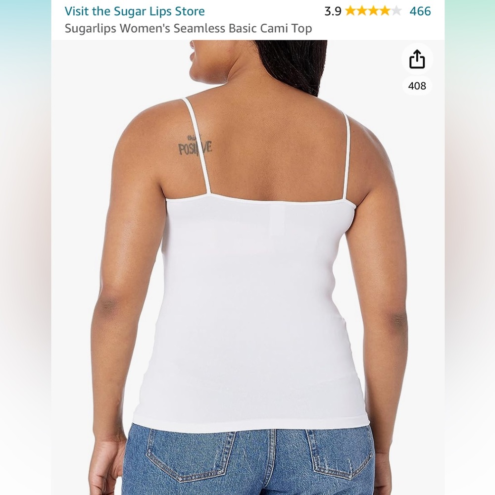 NWT Sugarlips Seamless Basic Strap Tank in White - Picture 4 of 5